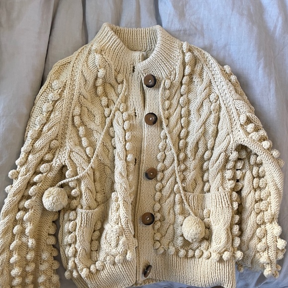 Doen Pomme Cotton Cardigan in cream - Picture 4 of 8